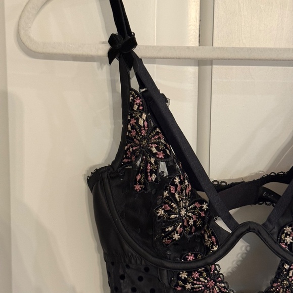 New! For Love and Lemons Caprice Bow Detail Teddy Black 31608 - Picture 8 of 15